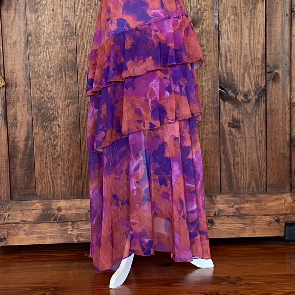 Dark Fairy Boho Whimsigoth Tiered Ruffle Fit and Flare Maxi dress Sz M - Picture 3 of 8
